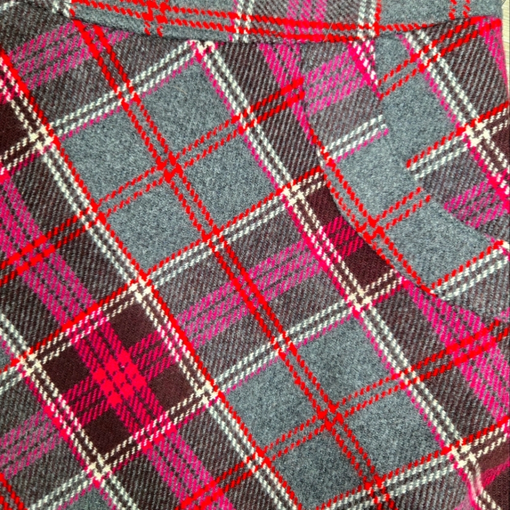H&M Plaid Mini Skirt Wool Blend Size 8 A-line Preppy Grunge Academia - Picture 4 of 10